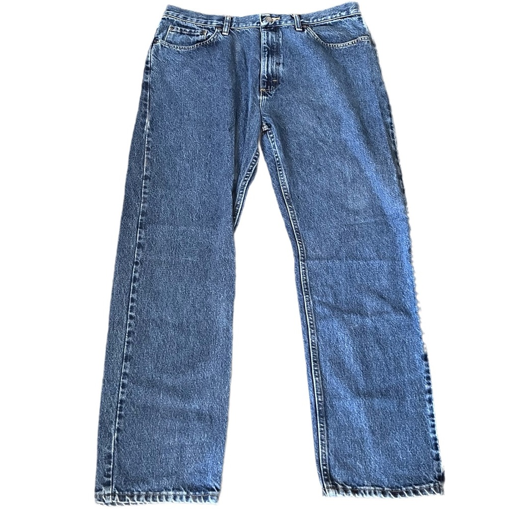 Wrangler Straight Leg Medium Wash Jeans Sz 38x32 Classic Fit Pre-Owned